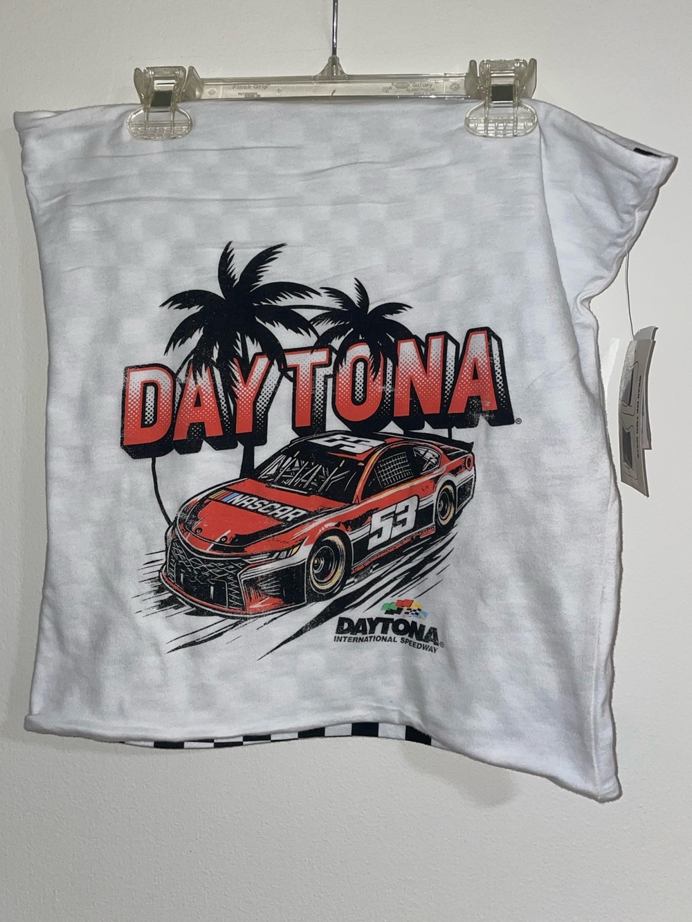 Nascar White Tub Top with Red Daytona Race Car Reversible